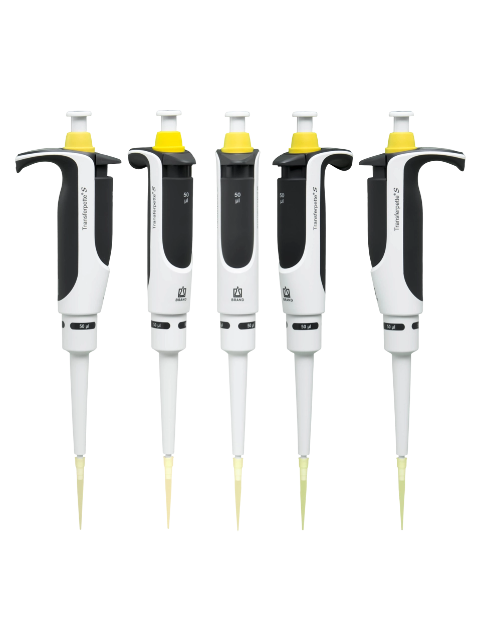 Mikropipet (Otomatik Pipet), Transferpette® S, Otoklavlanabilir, Tek Kanallı, Sarı, 50 µl Sabit Hacimli, 0,4 µl Hassasiyet