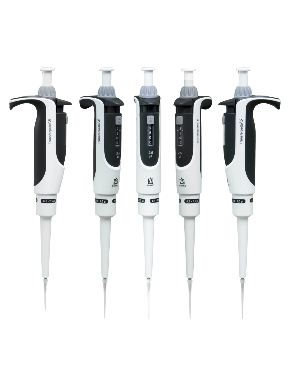 Micropipette (Automatic Pipette), Transferpette® S, Autoclavable, Single Channel, Grey, 0,1-2,5 µl Adjustable Volume (Analog), 0,04 µl Accuracy, 0,002 µl Subdivision
