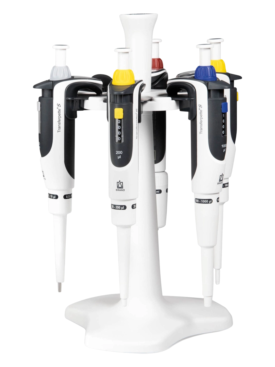 Micropipette (Automatic Pipette) Set, Transferpette® S, Autoclavable, Single Channel, (0,1-2,5 µl, 0,5-10 µl, 2-20 µl, 20-200 µl, 100-1.000 µl) Adjustable Volume (Analog)