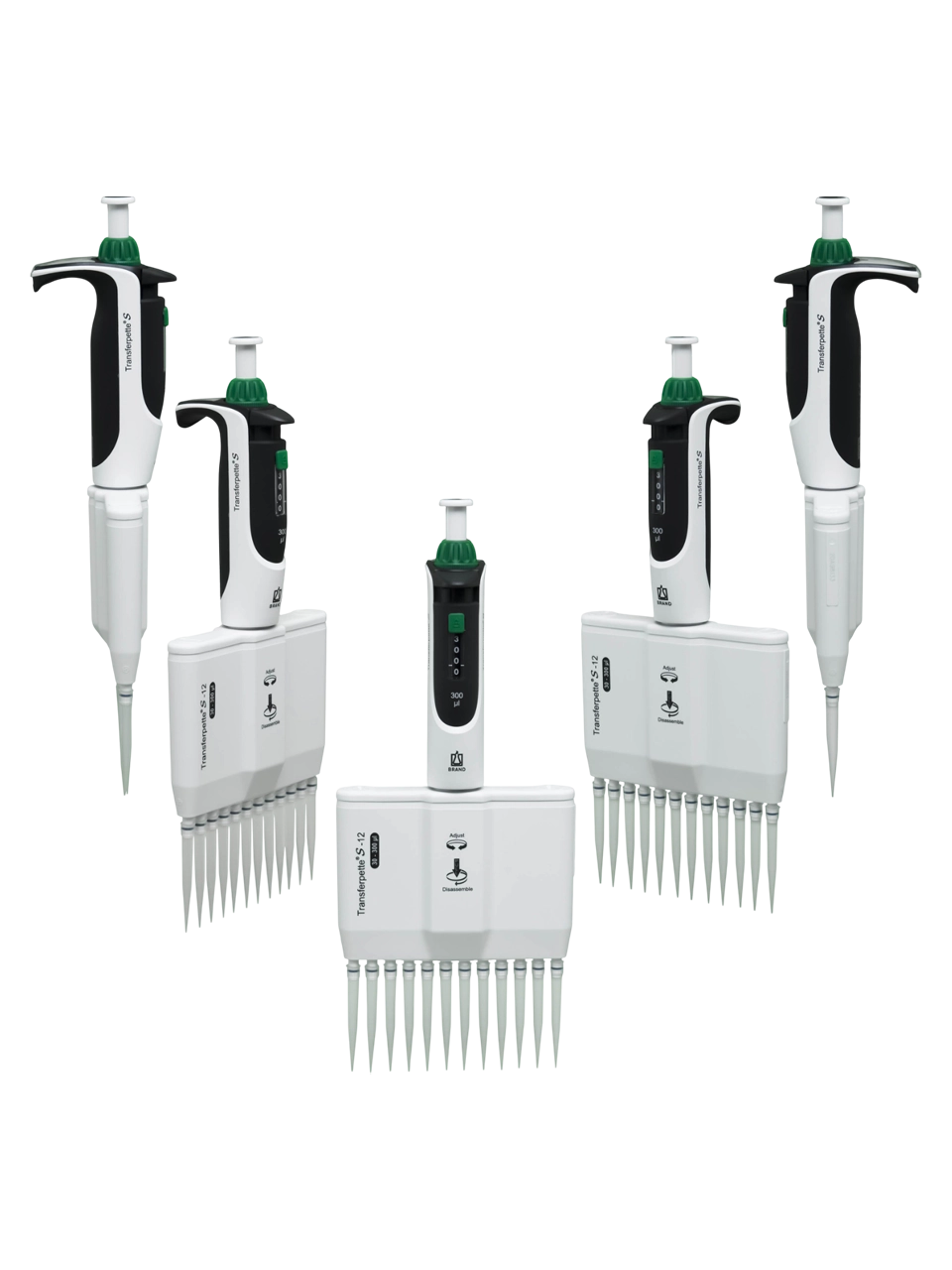 Mikropipet (Otomatik Pipet), Transferpette® S-12, Otoklavlanabilir, 12 Kanallı, Yeşil, 30-300 µl Ayarlanabilir Hacimli (Analog), 1,8 µl Hassasiyet, 0,5 µl Artış