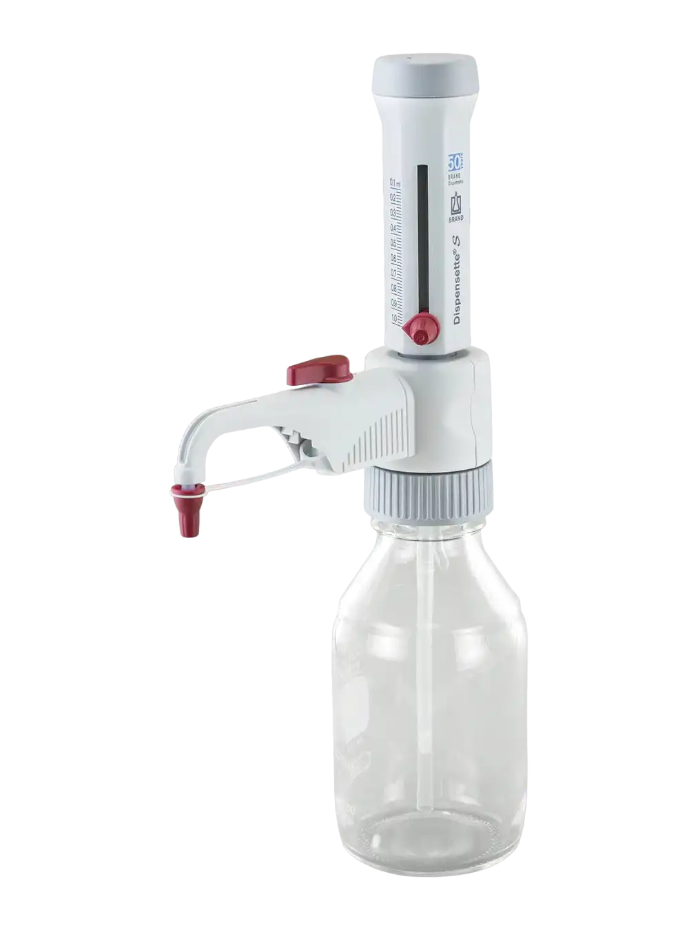 Bottle-Top Dispenser, Dispensette® S, With Recirculation Valve 0,2-2 ml Adjustable Volume (Analog), 0,01 ml Accuracy, 0,05 ml Subdivision