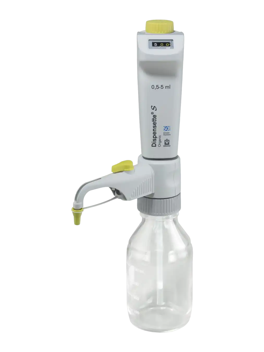 Bottle-Top Dispenser, Dispensette® S Organic, With Recirculation Valve 0,5-5 ml Adjustable Volume (Digital), 0,025 ml Accuracy, 0,02 ml Subdivision