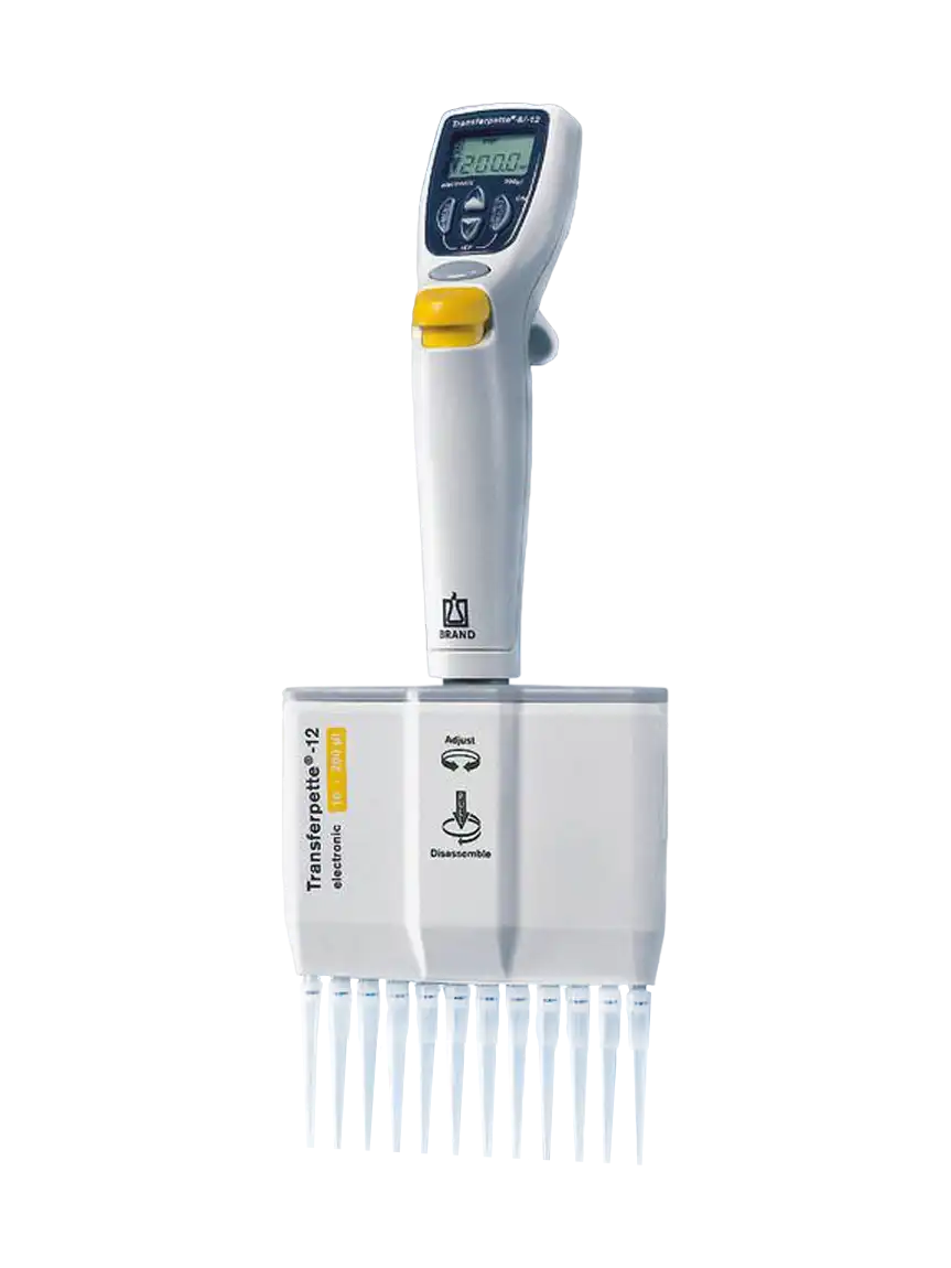 Mikropipet (Elektronik Pipet), Transferpette® -12, Otoklavlanabilir, 12 Kanallı, Gri, 0,5-10 µl Ayarlanabilir Hacimli (Dijital), 0,12 µl Hassasiyet, 0,01 µl Artış