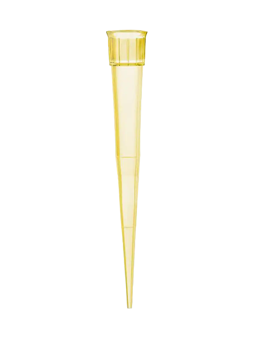 Pipette Tips, P.P, Yellow, CE-IVD, Autoclavable, 2-200 μl, W/O Filter, Non-sterile, 50 mm Length, 1000 pcs/bag