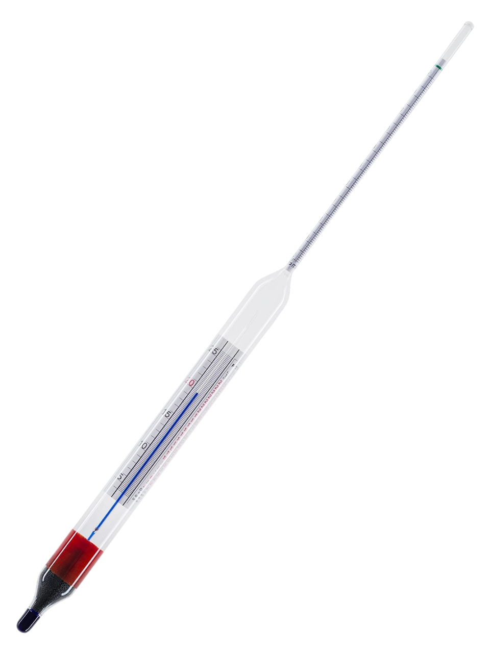 Saccharimeter, Glass, 0-10%, Normal, 370 mm Length, with Thermometer
