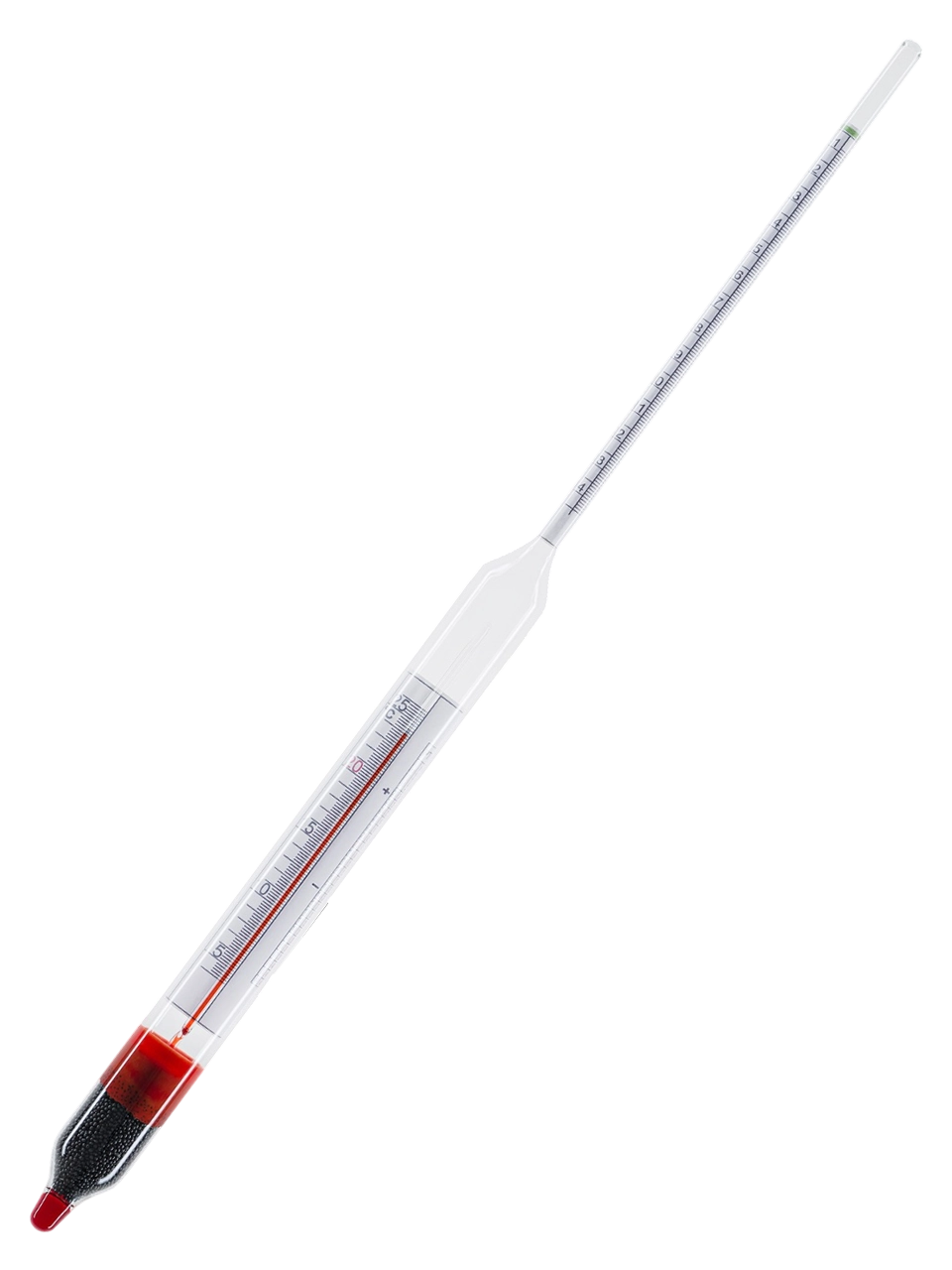 Saccharimeter, Glass, 10-20%, Normal, 370 mm Length, with Thermometer