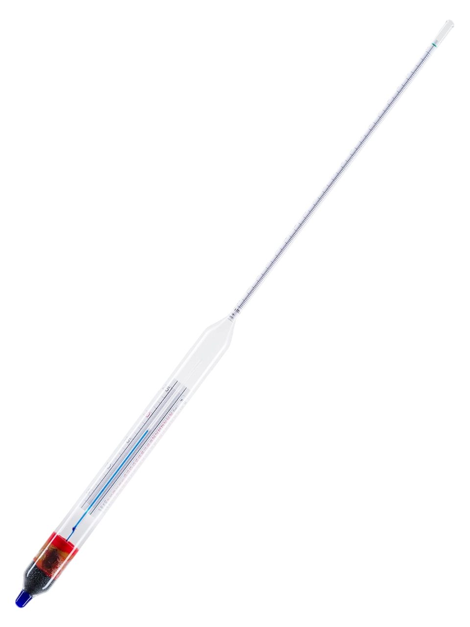 Saccharimeter, Glass, 0-20%, Normal, 450 mm Length, with Thermometer