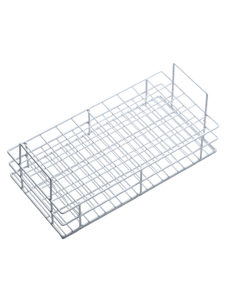 Tüp Standı, Plastik Kaplamalı Tel, 50 Delik, 3040 ve 3041 Kodlu Süt Numune Şişeleri İçin, 355 x 180 x 130 mm, Beyaz