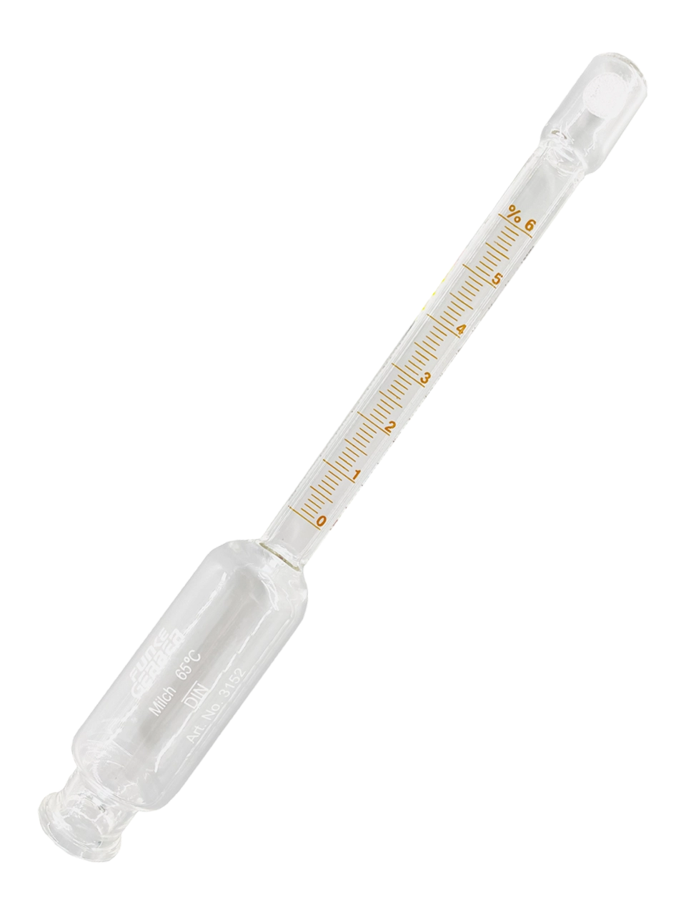 Butyrometer, Glass, 0-6%: 0.1, for Milk