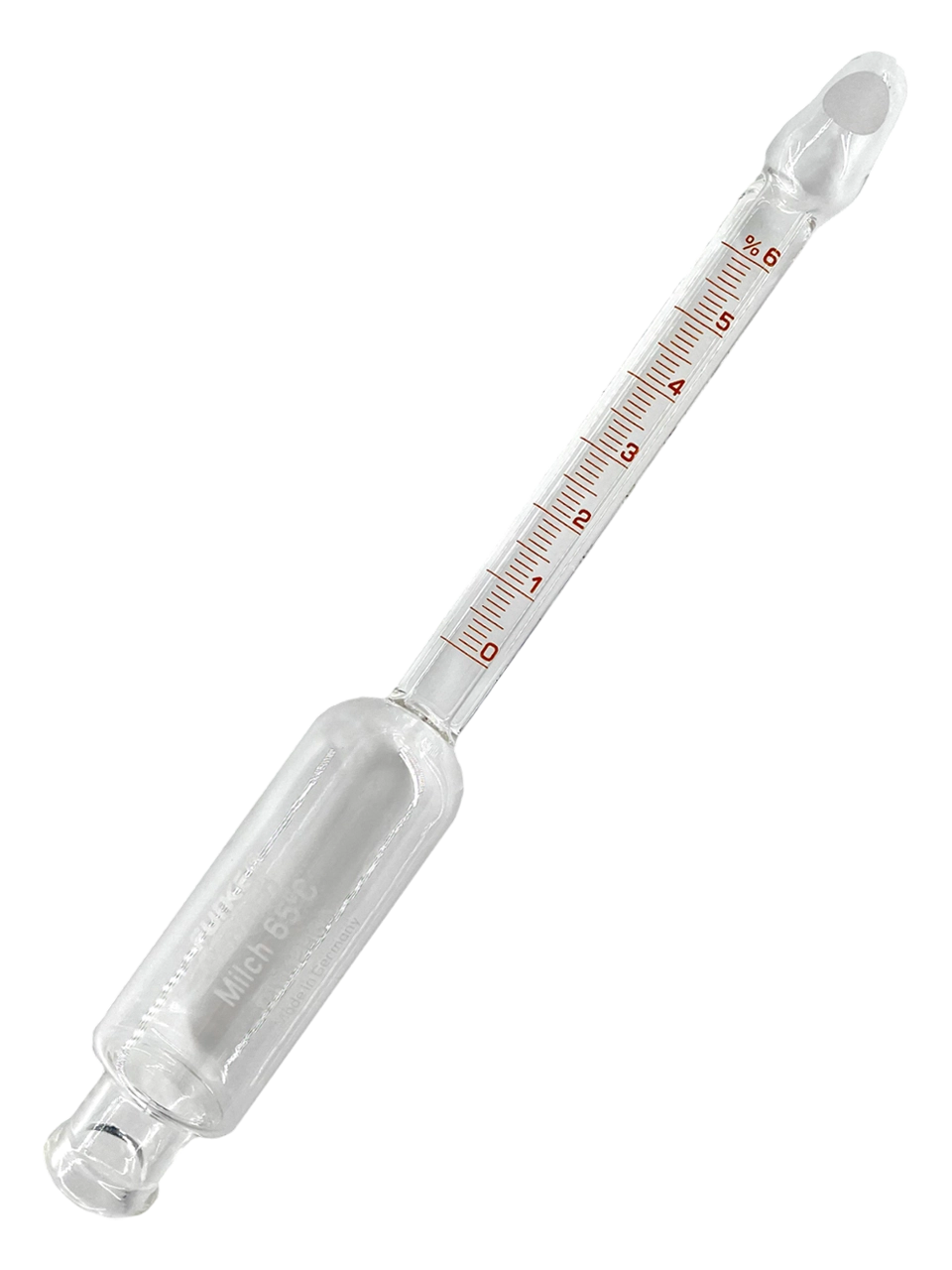 Butyrometer, Glass, 0-6%: 0.1, for Milk (Certificated)