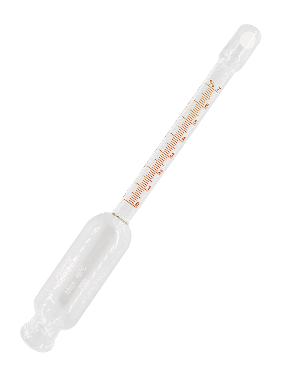 Butyrometer, Glass, 0-7%: 0.1, for Milk