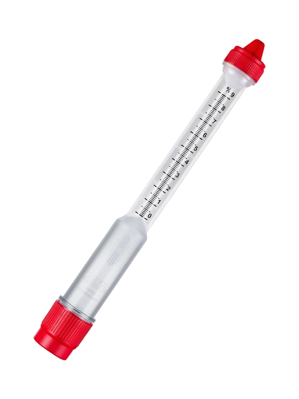 Bütirometre (Güvenlik), Polipropilen, 0-9%: 0.1, 2 Adet Vidalı Kapak, 210 mm Uzunluk, 25 mm Çap