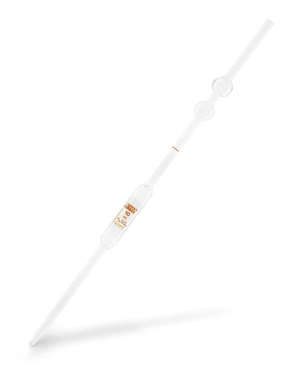 Measuring Pipette, Neutral Glass, Volumetric, with One Ring Mark, for Sulphuric Acid, 10 ml Volume