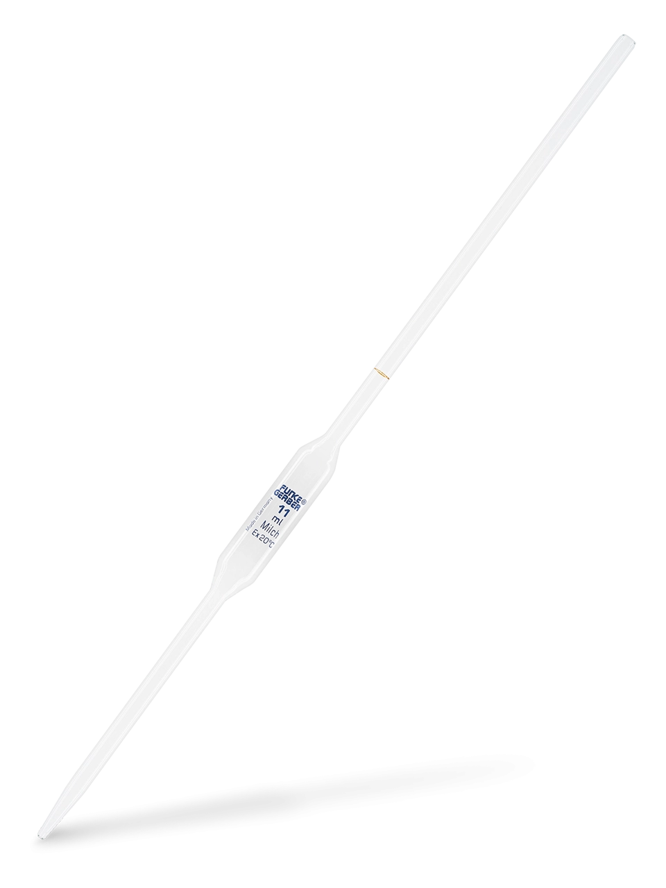 Measuring Pipette, Neutral Glass, Volumetric, with One Ring Mark, for Milk, 11 ml Volume