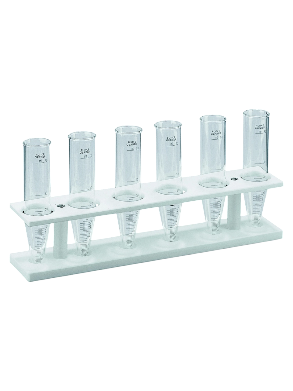 Tüp Standı, 6 Delik, 3634 Kodlu Çözünürlük İndeksi Tüpleri İçin, 320 x 60 x 92 mm, Beyaz