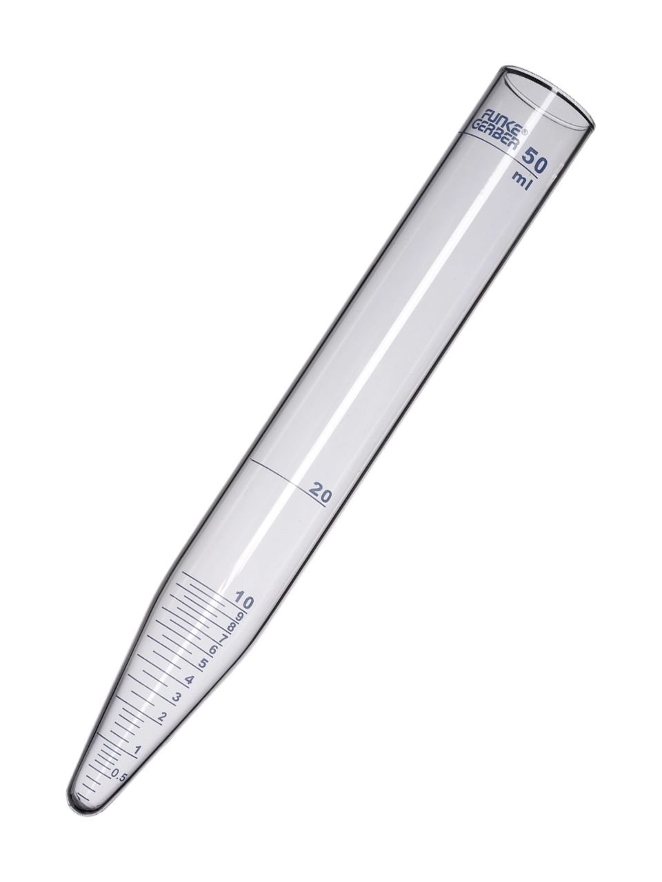 Özel Çözünürlük İndeksi Tüpü, Cam, 24x180 mm, Konik Tabanlı, 50 ml Hacim, 0-10 ml Aralığında Dereceli, Kapaksız