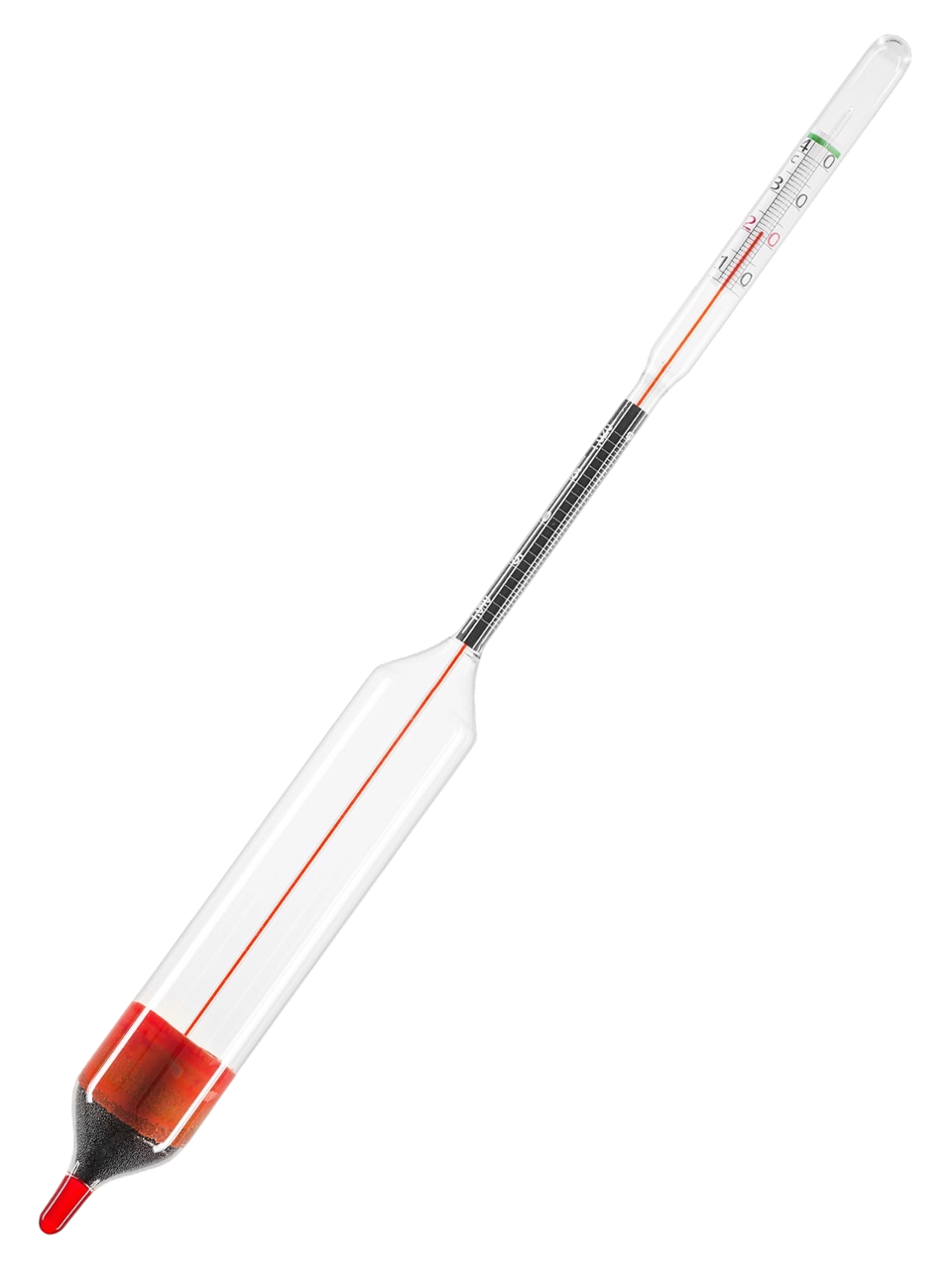 Laktodansimetre, Cam, 1.020-1.040: 0.0005 g/ml, GERBER Metoduna Göre Süt İçin, 320 mm Uzunluk, Termometreli