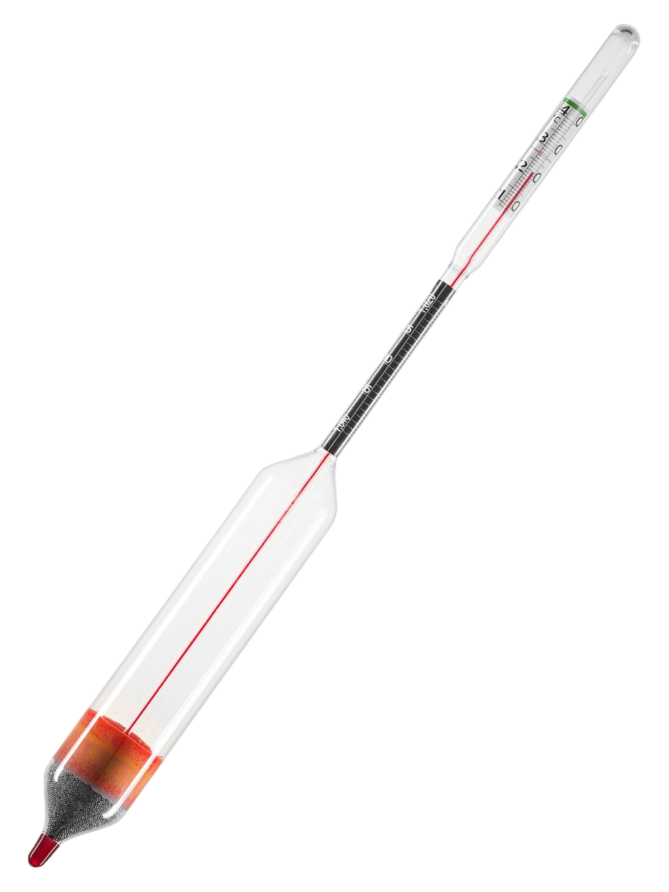 Laktodansimetre, Cam, 1.020-1.040: 0.0005 g/ml, GERBER Metoduna Göre Süt İçin, 320 mm Uzunluk, Termometreli