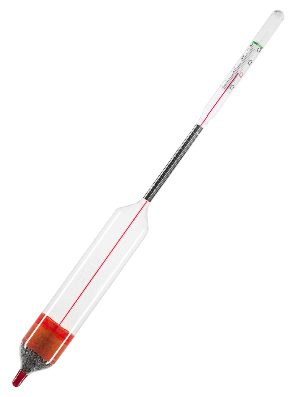 Laktodansimetre, Cam, 1.020-1.040: 0.0005 g/ml, GERBER Metoduna Göre Süt İçin (Sertifikalı), 320 mm Uzunluk, Termometreli