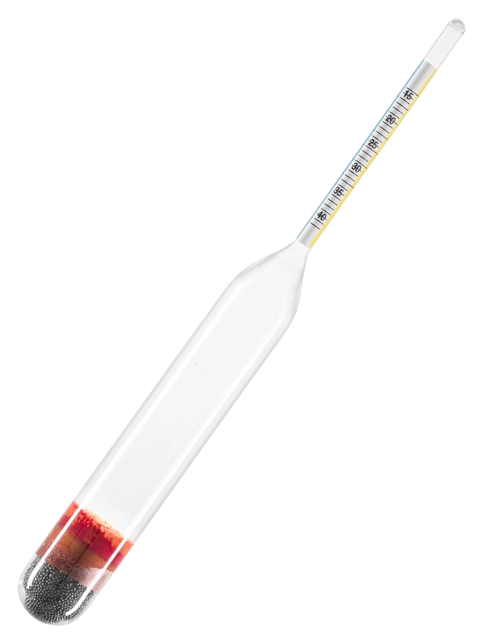 Laktodansimetre, Cam, 1.015-1.040: 0.001 g/ml, Quevenne Metoduna Göre Süt İçin, 215 mm Uzunluk, Termometresiz