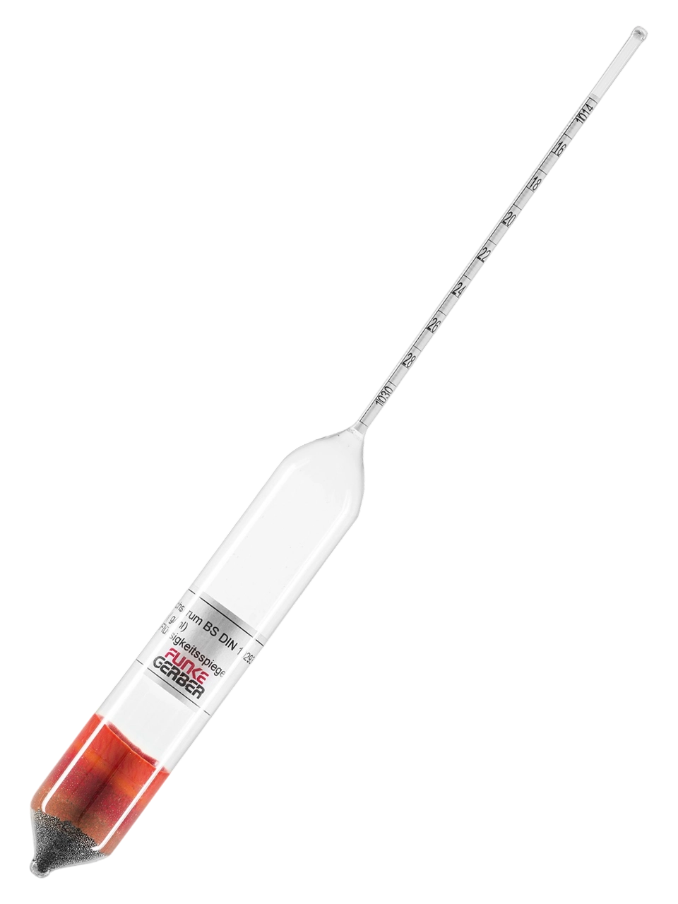 Hidrometre, Cam, 1.014-1.030: 0.0002 g/ml, Ayran Serumu İçin, 240 mm Uzunluk, Termometresiz