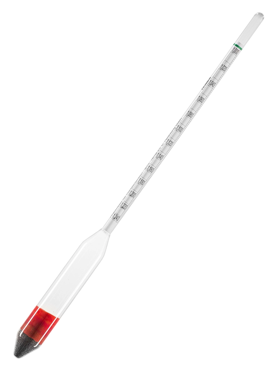 Hidrometre, Cam, 1.000-1.240: 0.002 g/ml, Yoğunlaştırılmış Süt İçin, 310 mm Uzunluk, Termometresiz