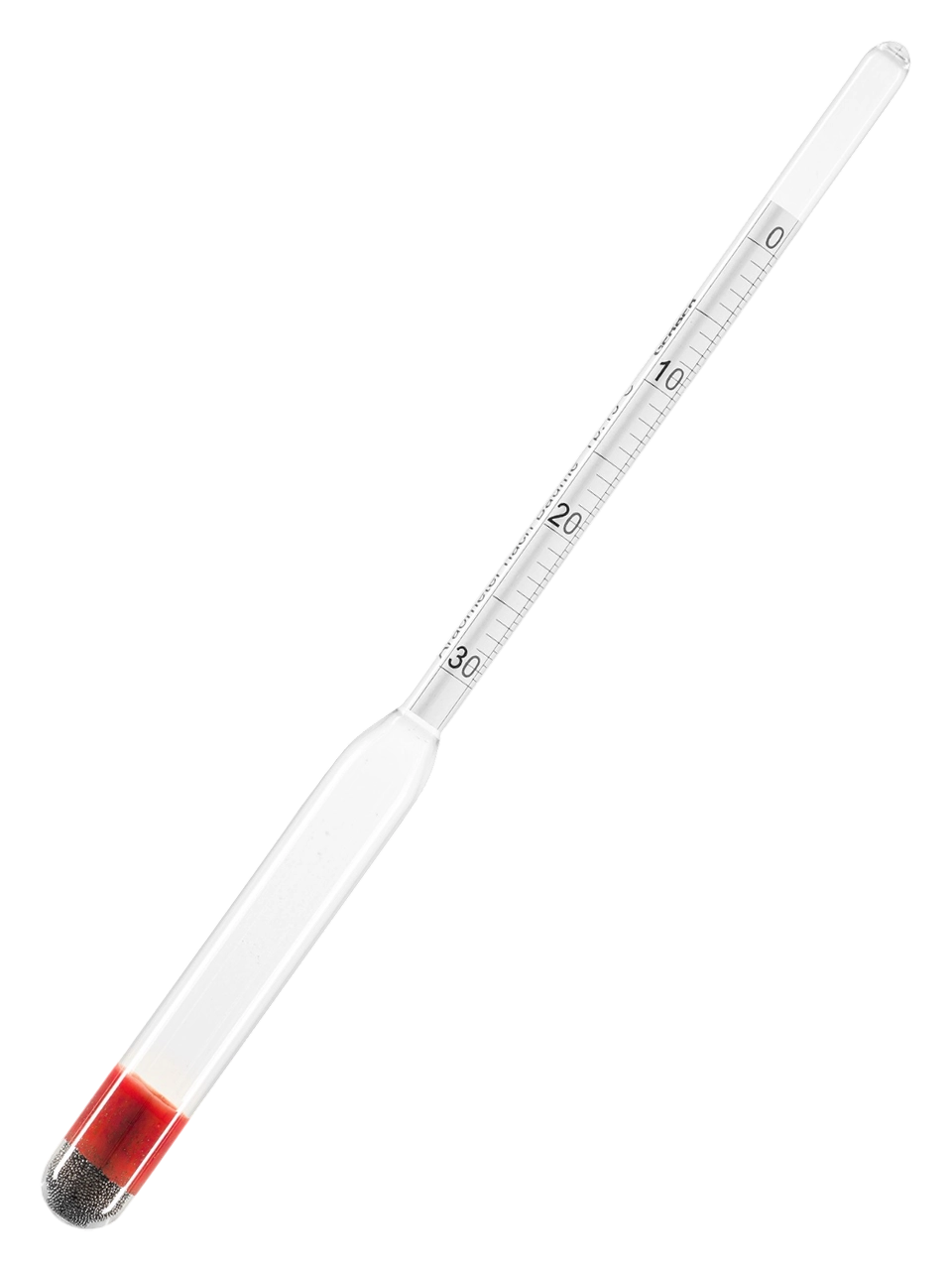 Hidrometre, Cam, 0-30/0.5 °Bé, Salamura/Beaume İçin, 240 mm Uzunluk, Termometresiz