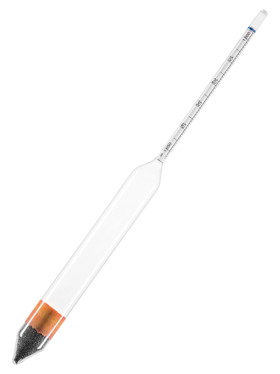 Hydrometer, Glass, 1.000-1.050: 0.001 g/ml, for Various Liquids, 270 mm Length, without Thermometer