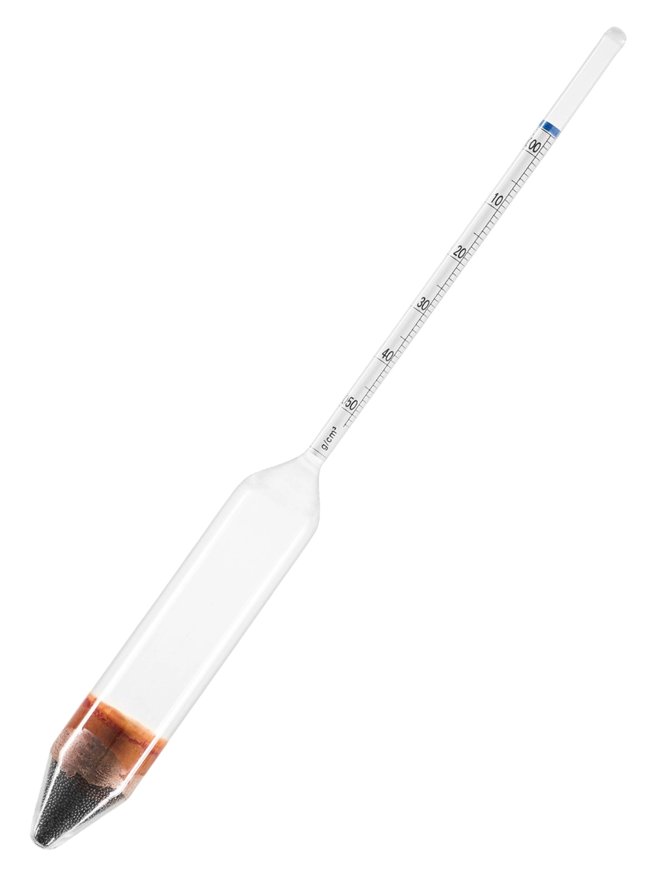 Hidrometre, Cam, 1.050-1.100: 0.001 g/ml, Çeşitli Sıvılar İçin, 270 mm Uzunluk, Termometresiz