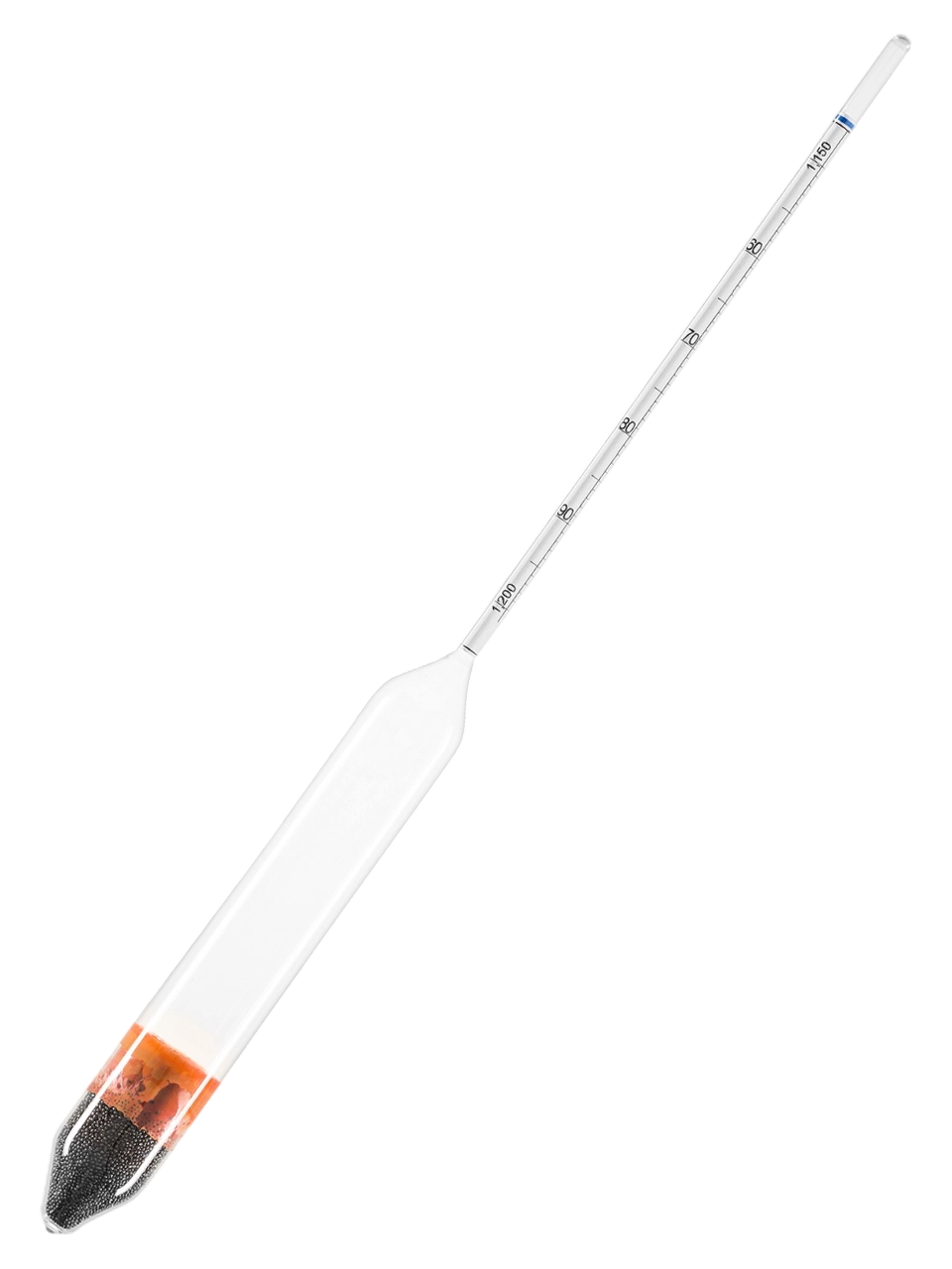 Hidrometre, Cam, 1.150-1.200: 0.001 g/ml, Çeşitli Sıvılar İçin, 270 mm Uzunluk, Termometresiz