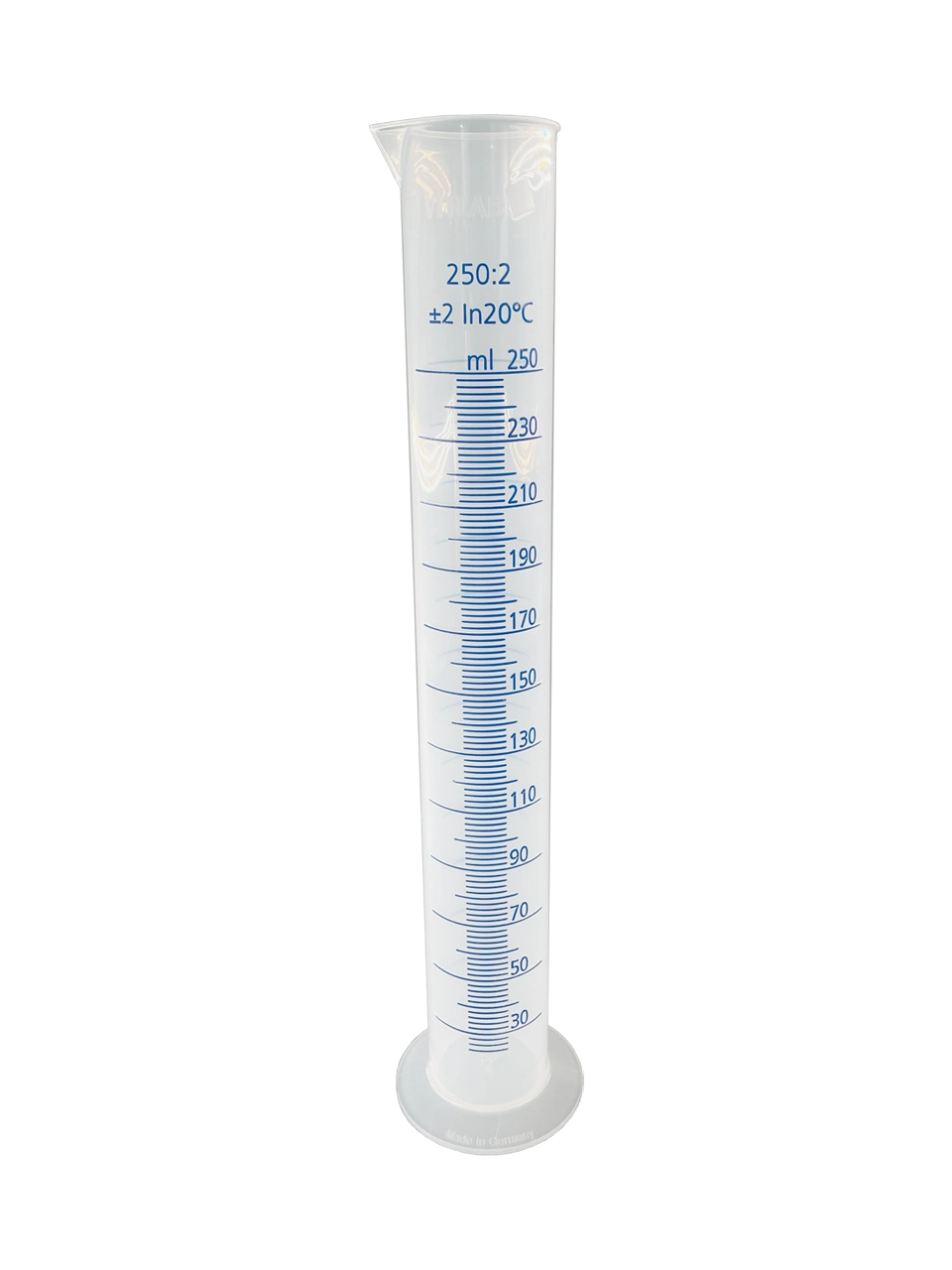 Measuring Cylinder, Polypropylene, Round Foot, Blue Scale, for 7700 Coded Jolting Volumeter, 250 ml Volume