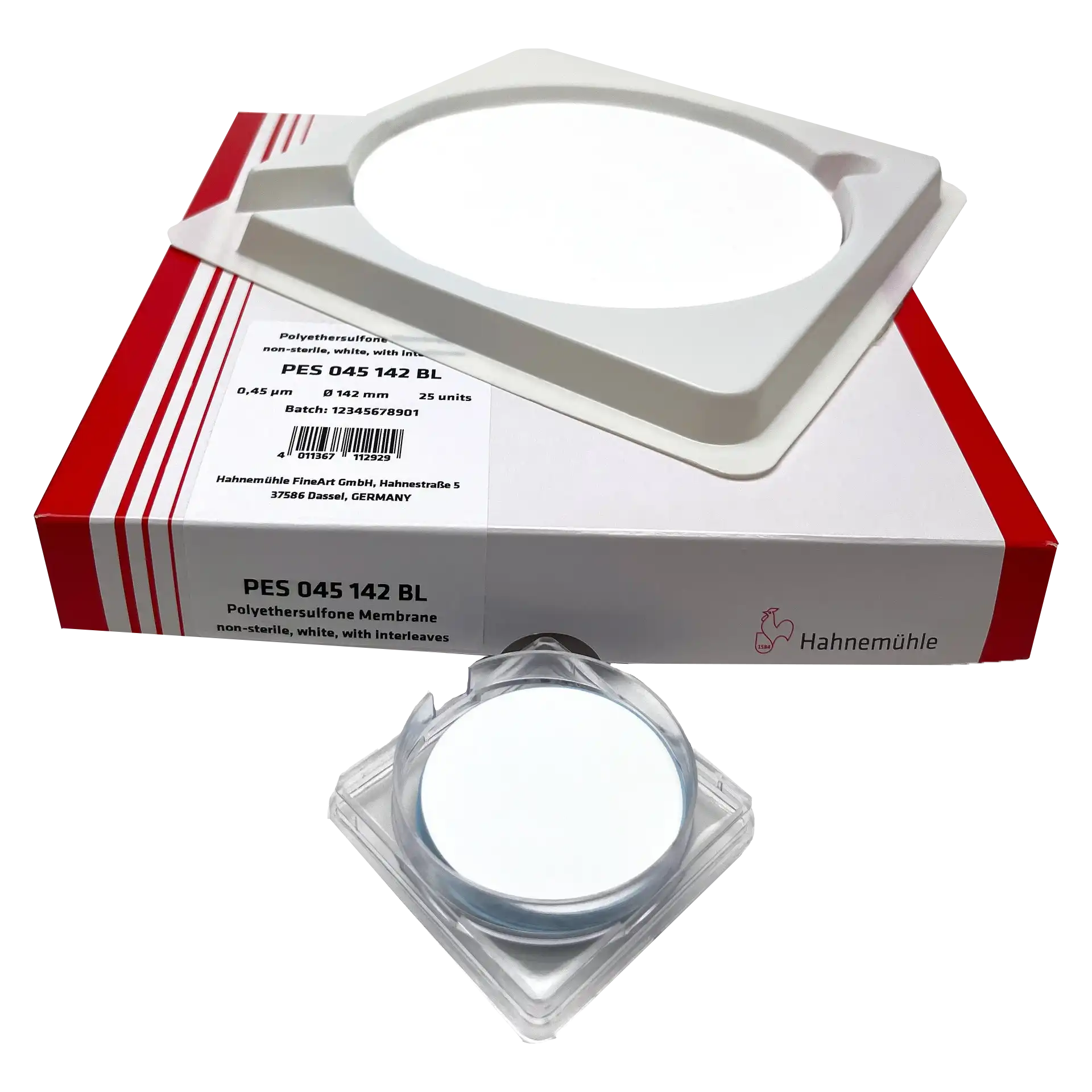 PES (Polietersülfon) Membran Filtre, Hidrofilik, Beyaz, Non-steril, Düz Daire, 0,2 μm, 25 mm, 100 adet/paket
