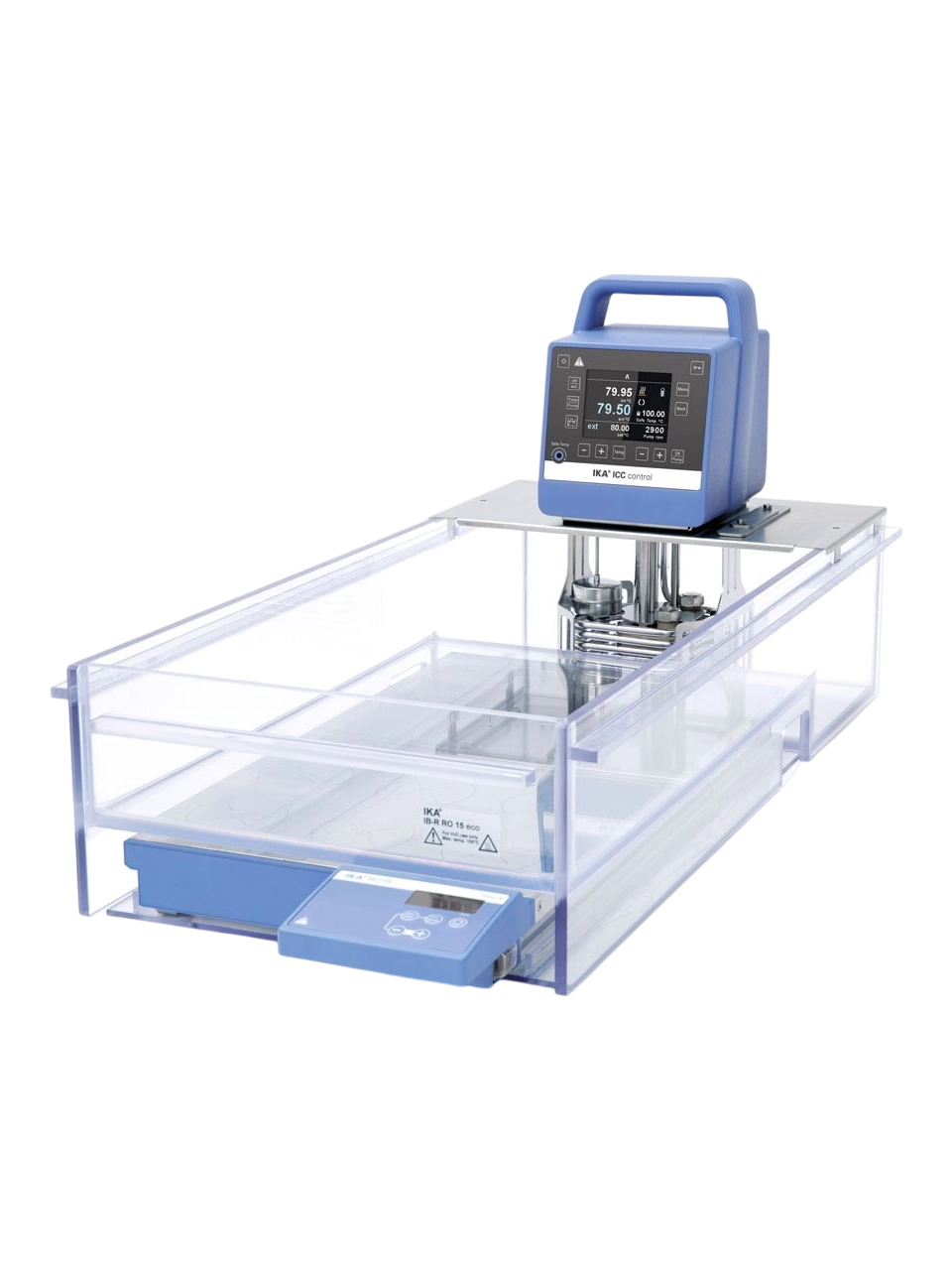 Sirkülasyonlu Su Banyosu, ICC Control IB R RO 15 Eco, Manyetik Karıştırıcılı (0-1200 RPM), Ortam Sıcaklığı-150°C, 18 L/dak Basınç/Emiş Pompası, 15 L Plastik Banyo, TFT Ekran