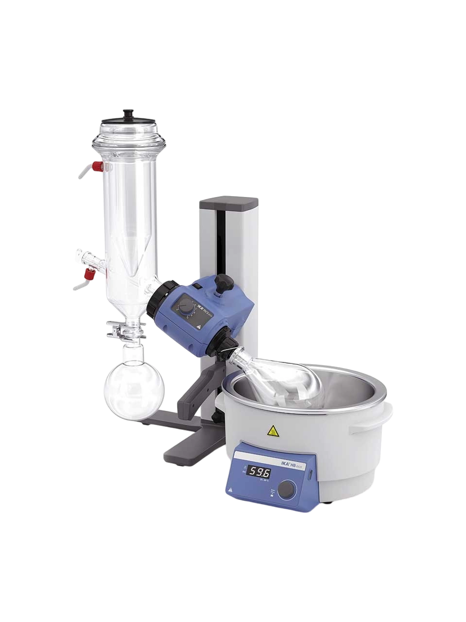 Rotary Evaporatör, RV 3, Dikey Kuru Buz Soğutuculu (Kaplamalı), Manuel Asansör, 20-300 RPM, Ortam Sıcaklığı-99°C, Zamanlayıcısız, Dijital Sıcaklık ve Skala Hız Göstergesi, 4 L Banyo