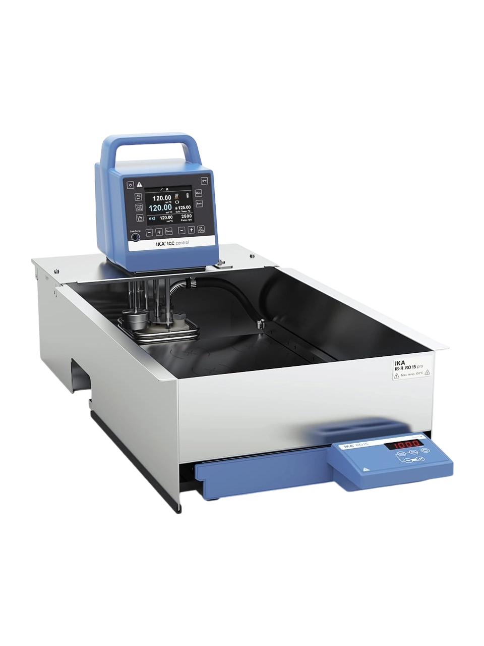 Sirkülasyonlu Su Banyosu, ICC Control IB R RO 15 Pro, Manyetik Karıştırıcılı (0-1200 RPM), Ortam Sıcaklığı-150°C, 18 L/dak Basınç/Emiş Pompası, 15 L Paslanmaz Çelik Banyo, TFT Ekran