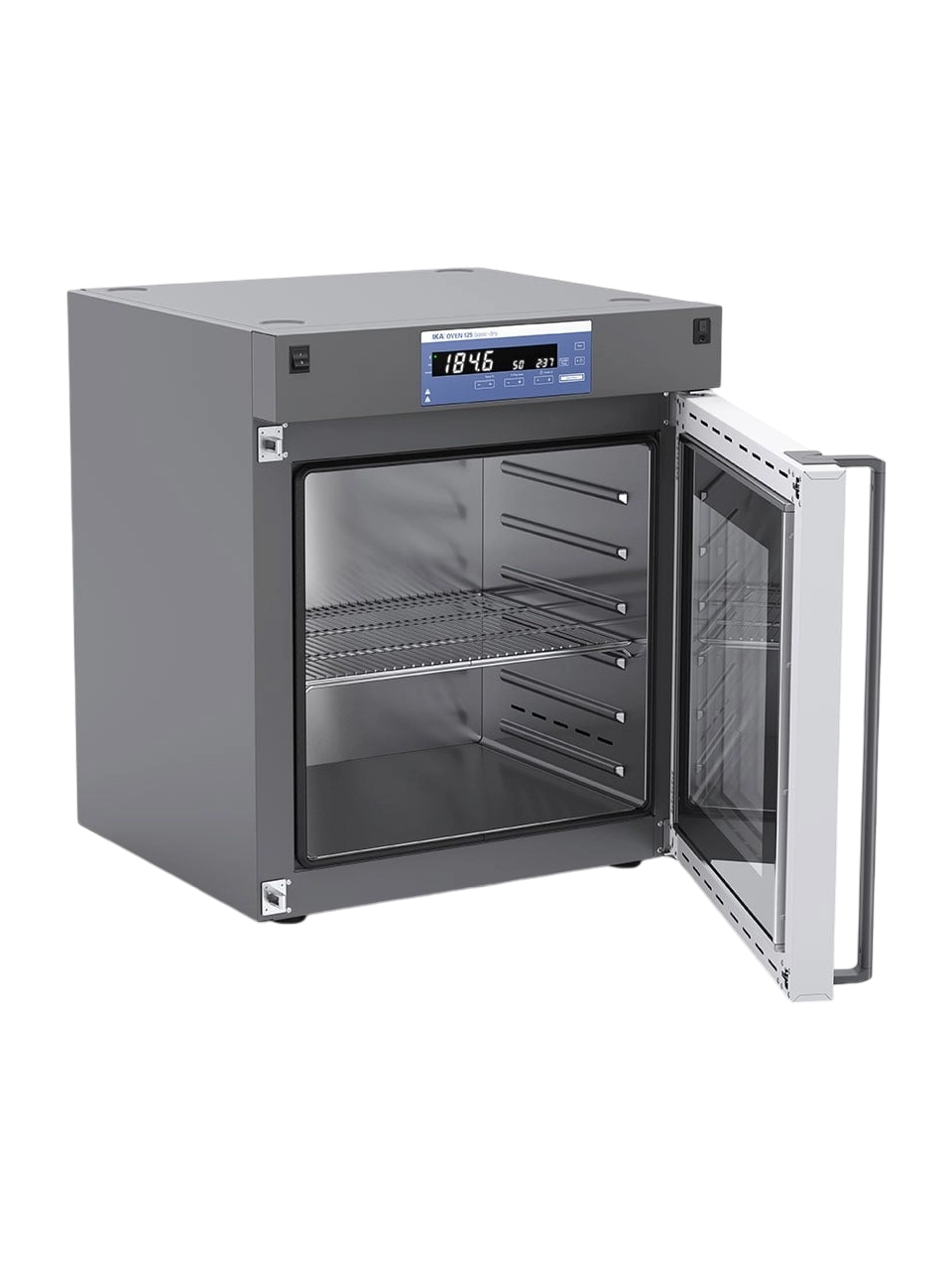 Sterilizatör (Kurutma Fırını), IKA OVEN 125 Basic Dry-Glass, Cam Kapı, Ortam Sıcaklığı +5°C-250°C, Zaman Ayarlı, 125 L Hacim, LED Ekran