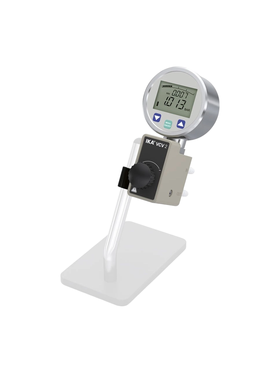 Vacuum Control Valve, VCV 2, Digital, for IKA Vacuum Pumps and Rotary Evaporators, 1-1050 mbar, 8 mm Suction/Pressure Arms, LCD Display
