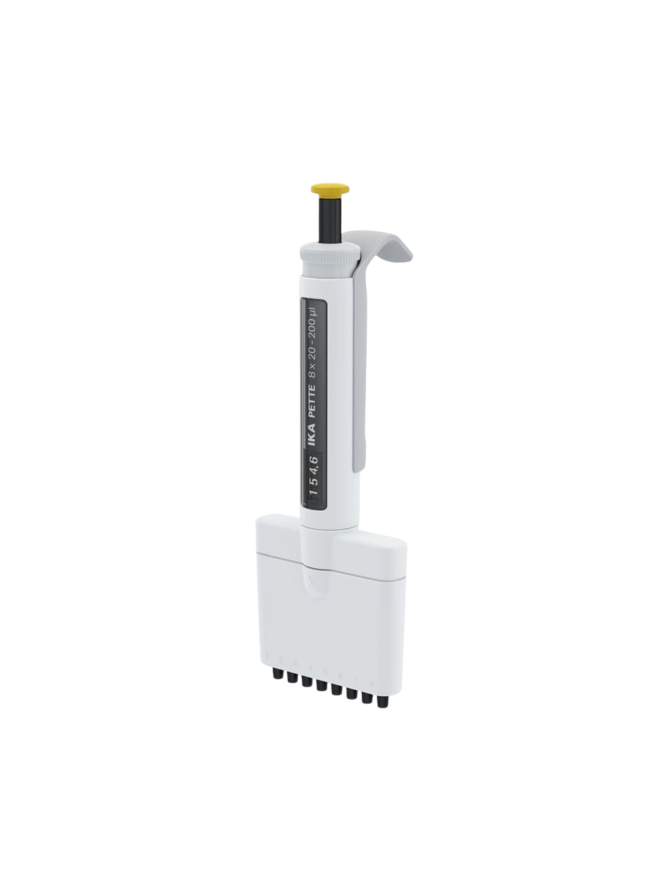 Micropipette (Automatic Pipette), IKA PETTE Multi, Autoclavable, 8 Channel, Yellow, 20-200 µl Adjustable Volume (Analog), 1,6 µl Accuracy, 0,2 µl Subdivision