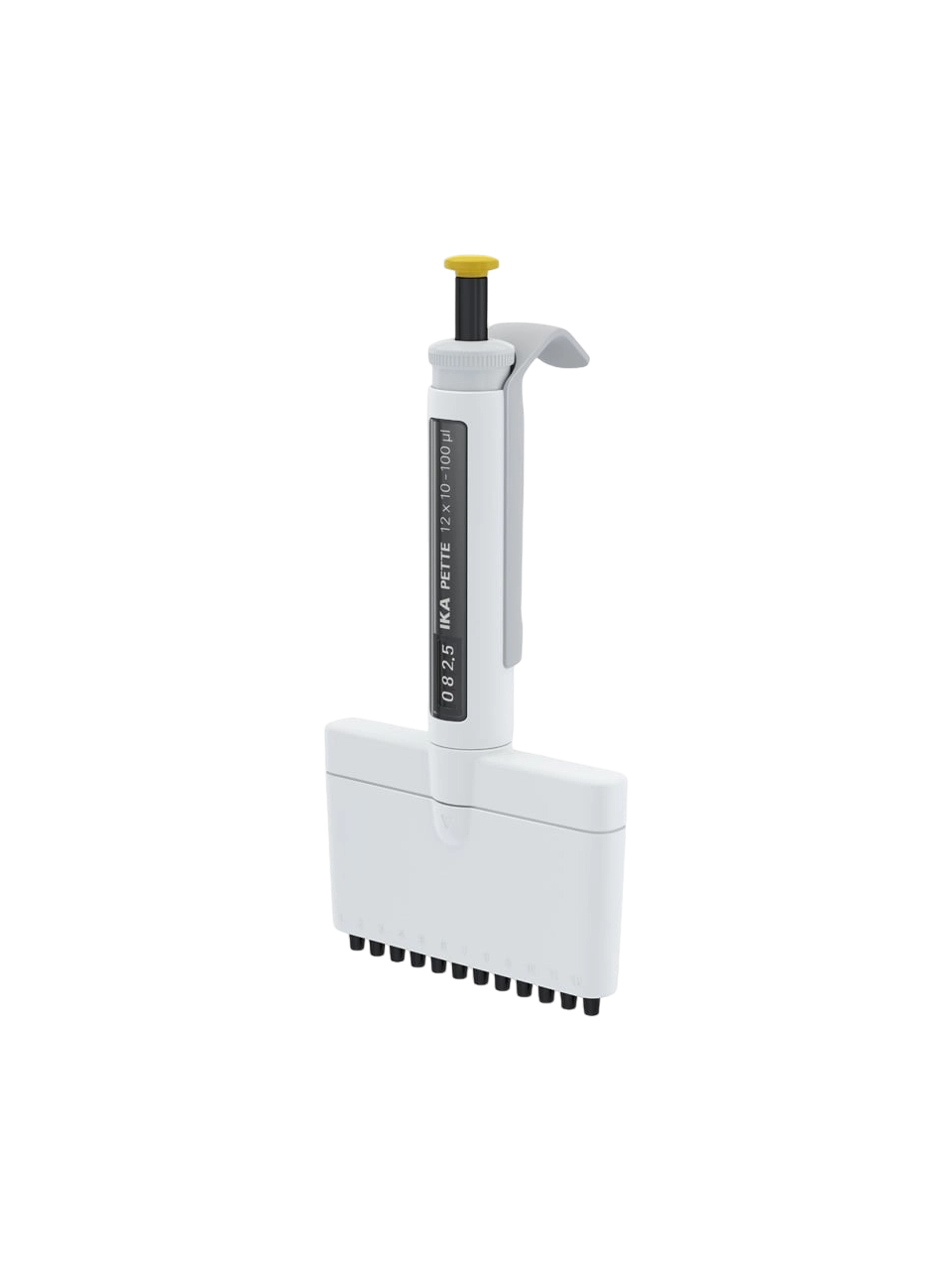 Micropipette (Automatic Pipette), IKA PETTE Multi, Autoclavable, 12 Channel, Yellow, 10-100 µl Adjustable Volume (Analog), 0,8 µl Accuracy, 0,1 µl Subdivision