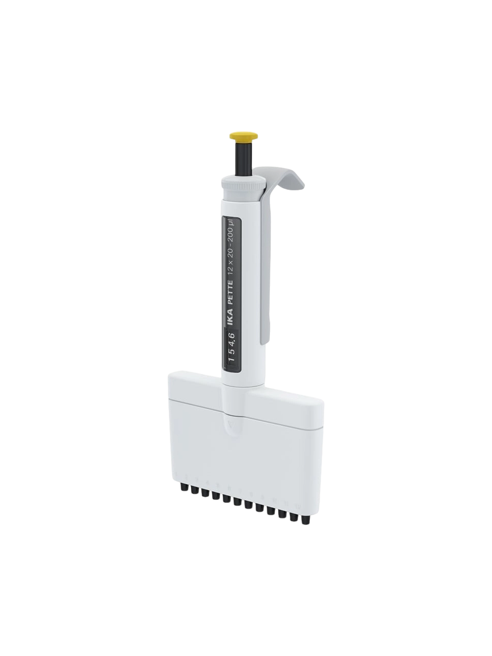 Micropipette (Automatic Pipette), IKA PETTE Multi, Autoclavable, 12 Channel, Yellow, 20-200 µl Adjustable Volume (Analog), 1,6 µl Accuracy, 0,2 µl Subdivision