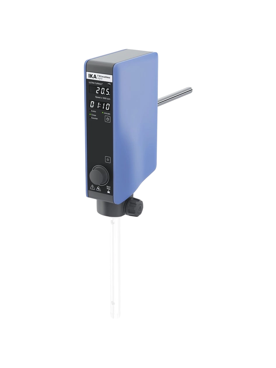 Mechanical Homogenizer, T 18 Brushless Digital ULTRA-TURRAX®, 3000-25000 RPM, 0,001-1.5 L (H₂O), Time Adjusted, LED Speed and Time Display