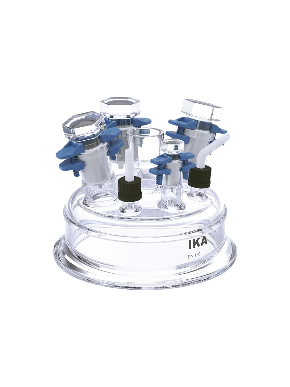 Reactor Lid, SY 150.2, Borosilicate Glass, for 2000-5000 ml IKA EasySyn Synthesis Reactor Vessels, -50°C…+230°C Maximum, 3 mbar Attainable Vacuum, 7 Neck