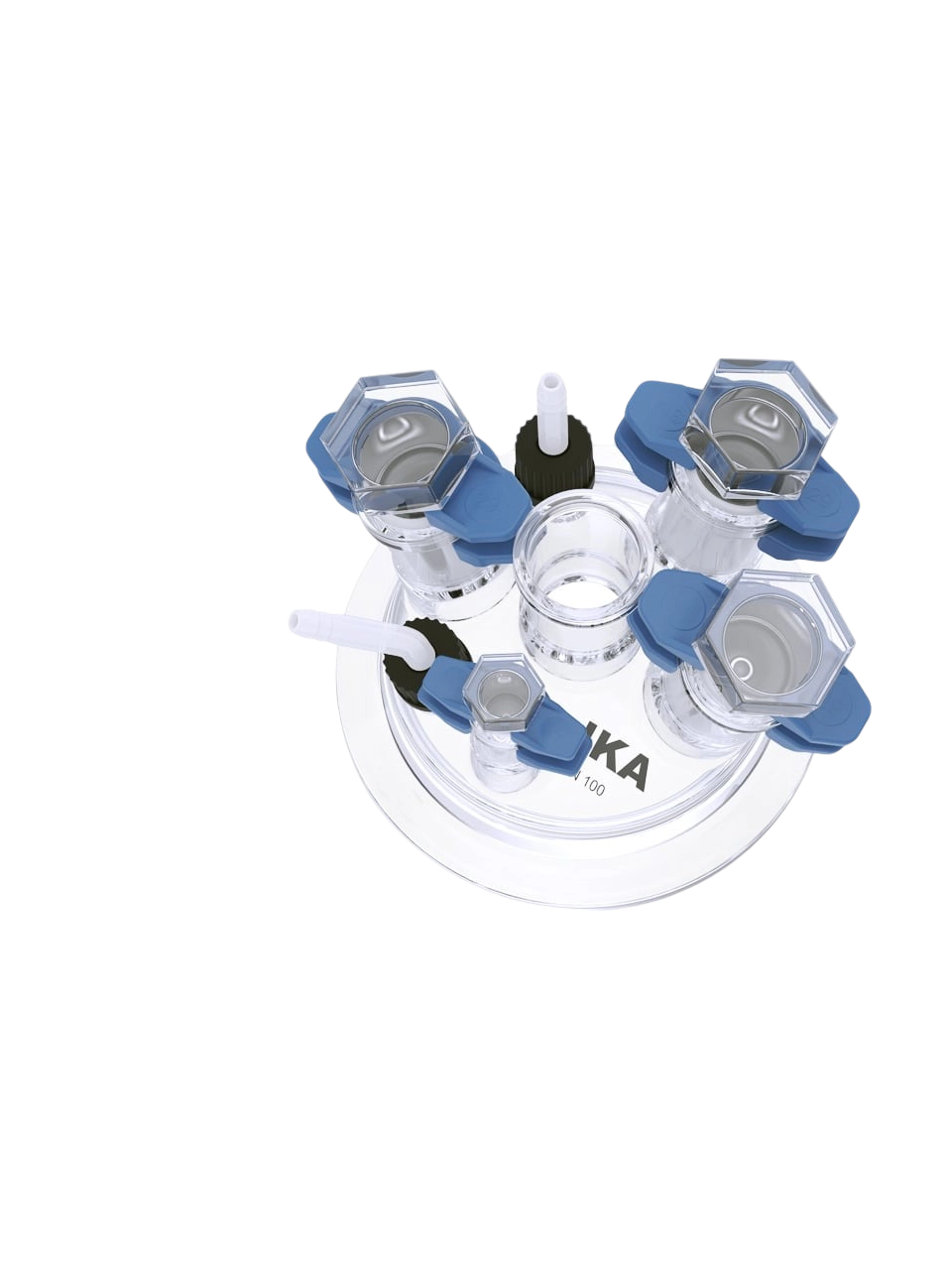 Reactor Lid, SY 100.2, Borosilicate Glass, for 100-250-500-1000 ml IKA EasySyn Synthesis Reactor Vessels, -50°C…+230°C Maximum, 3 mbar Attainable Vacuum, 7 Neck