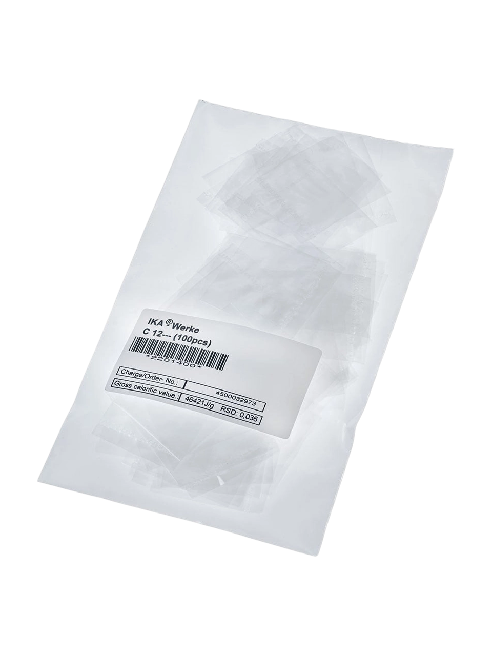 Combustion Bags, C 12, P.E, for IKA Bomb Calorimeters and AOD 1 Decomposition System, 40 x 35 mm Dimensions, 100 pcs/pack