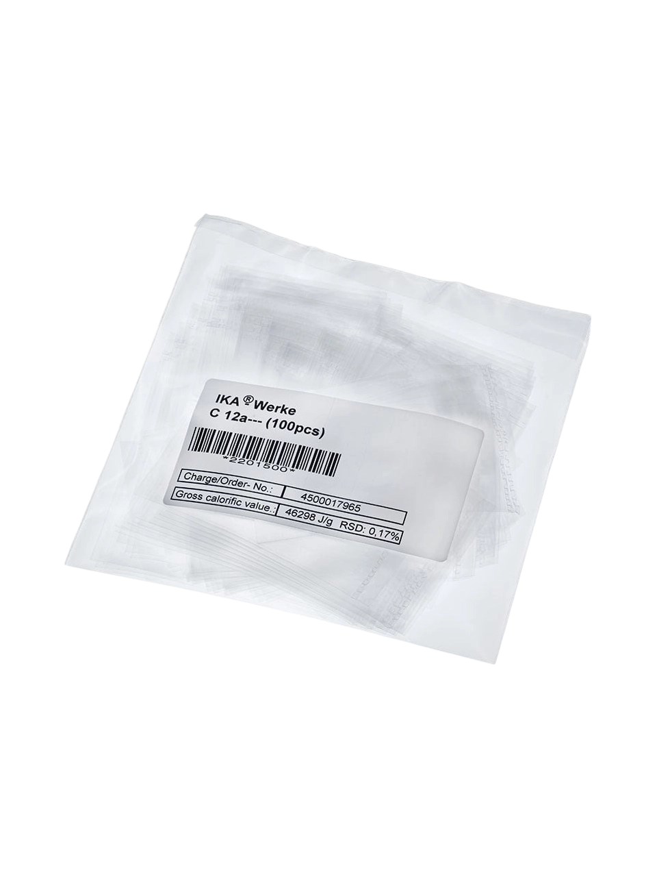 Combustion Bags, C 12 A, P.E, for IKA Bomb Calorimeters and AOD 1 Decomposition System, 70 x 40 mm Dimensions, 100 pcs/pack