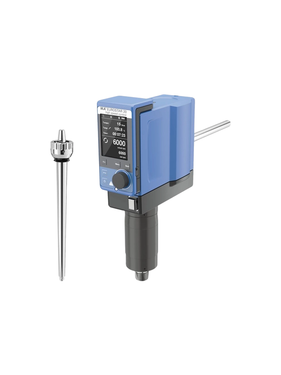 Mekanik Karıştırıcı, EUROSTAR 20 High Speed Control, 0/150-6000 RPM, 20 L, 10000 mPas Maksimum Viskozite, 20 Ncm Tork, Zaman Ayarlı, TFT Hız-Tork-Zaman-Sıcaklık Göstergesi