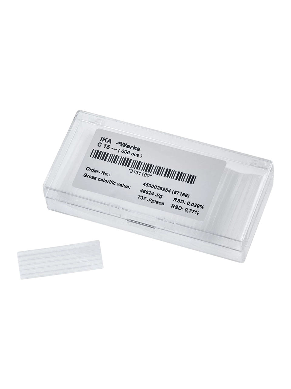 Parafin, C 15, IKA Bomba Kalorimetreleri ve AOD 1 Ayrıştırma Sistemi İçin Yanma Yardımcısı, 45 mm x 3 mm Şerit Şeklinde, 600 adet/paket