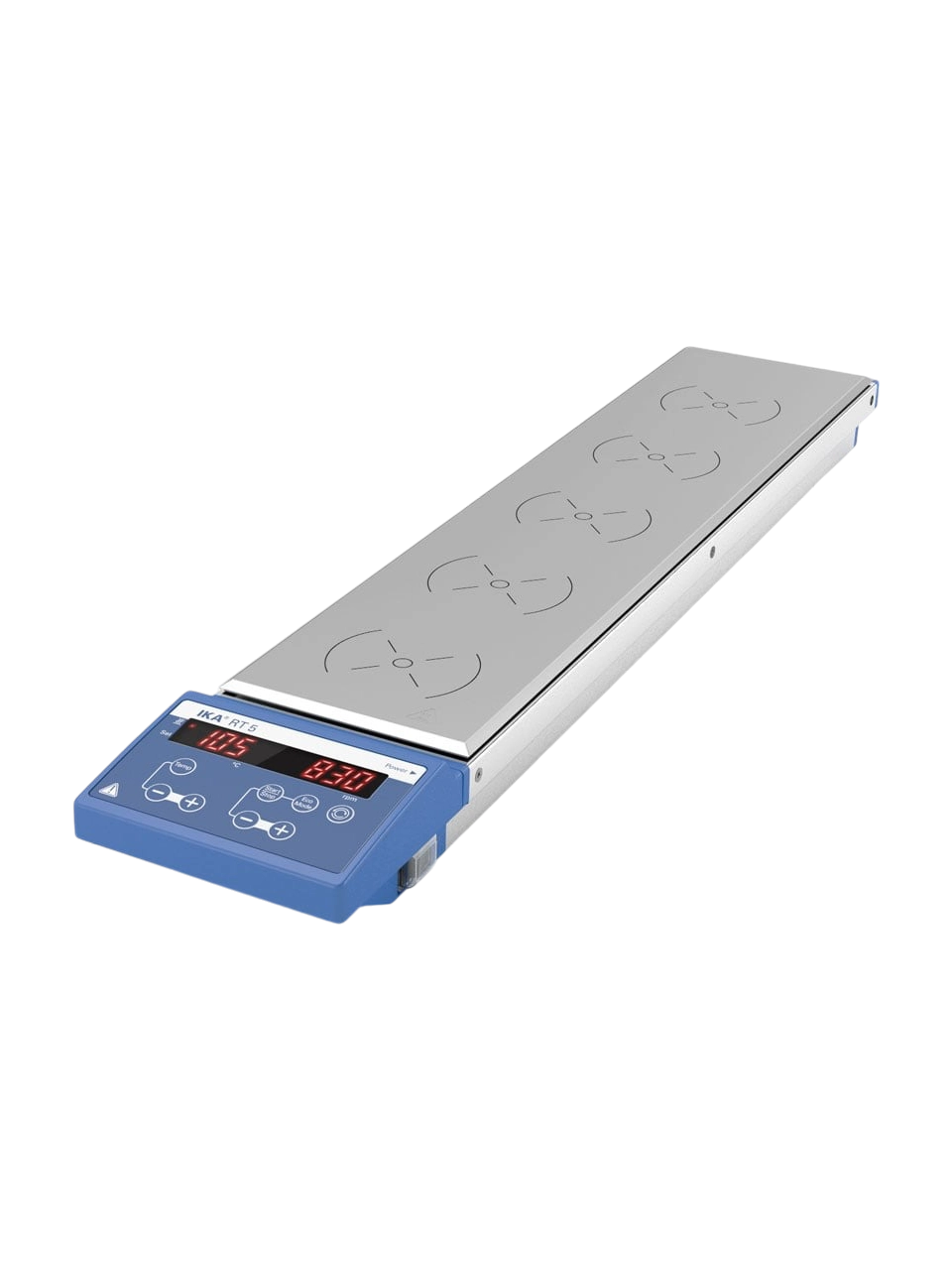 Manyetik Karıştırıcı, RT 5, 110x495 mm Alüminyum Alaşım Plaka, 0-1000 RPM, Isıtıcılı (120°C), 5 Pozisyonlu, 0,4 L/Pozisyon, Zamanlayıcısız, LED Ekran