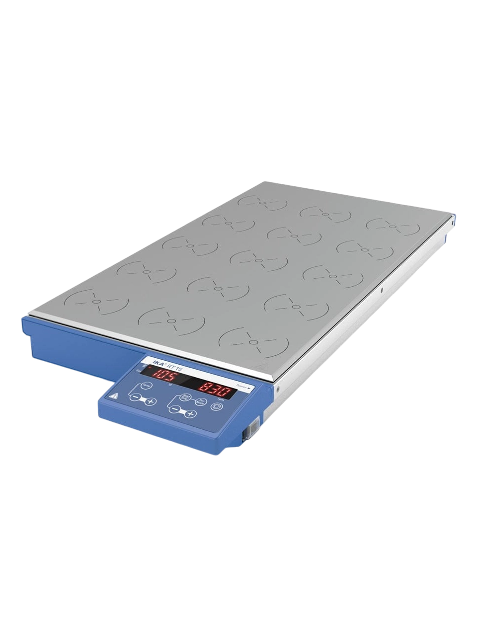 Manyetik Karıştırıcı, RT 15, 270x495 mm Alüminyum Alaşım Plaka, 0-1000 RPM, Isıtıcılı (120°C), 15 Pozisyonlu, 0,4 L/Pozisyon, Zamanlayıcısız, LED Ekran