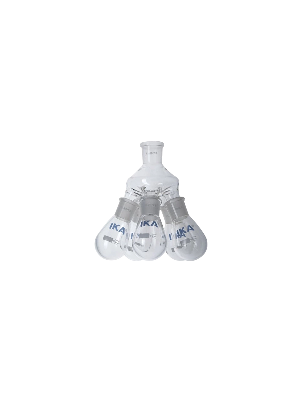 Distilling Spider, RV 10.606, Borosilicate Glass, Clear, NS 29/32 Joint Neck, with 5 Pieces of 50 ml Volume Evaporating Flasks (NS 24/29)